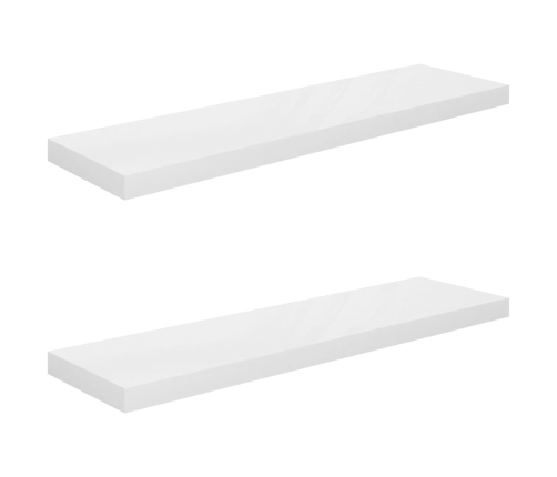 Estante flotante de pared 2 uds MDF blanco brillo 90x23,5x3,8cm