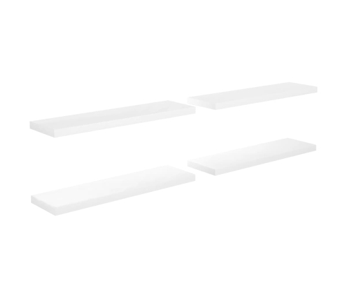 Estante flotante de pared 4 uds MDF blanco brillo 90x23,5x3,8cm