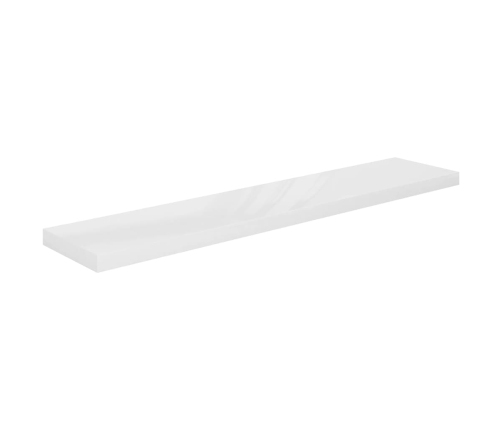 Estante flotante de pared blanco brillante MDF 120x23,5x3,8 cm