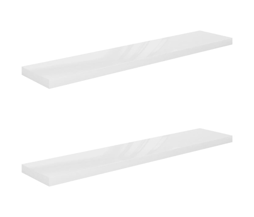 vidaXL Estante flotante pared 2 uds MDF blanco brillo 120x23,5x3,8 cm