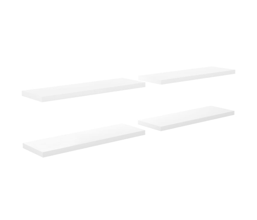 vidaXL Estante flotante pared 4 uds MDF blanco brillo 120x23,5x3,8 cm