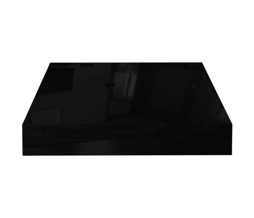 Estante flotante de pared negro brillante MDF 23x23,5x3,8 cm