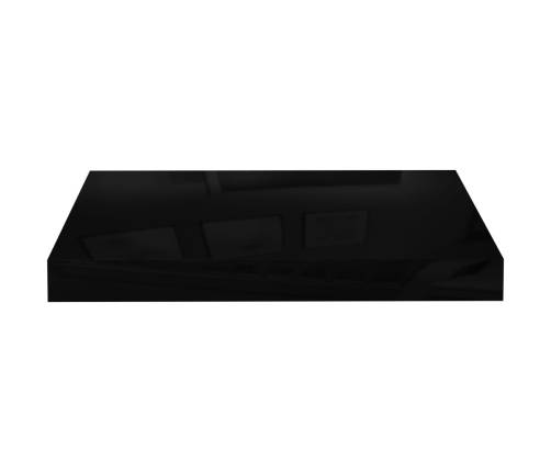 Estante flotante de pared negro brillante MDF 40x23x3,8 cm