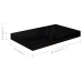 Estante flotante de pared negro brillante MDF 40x23x3,8 cm