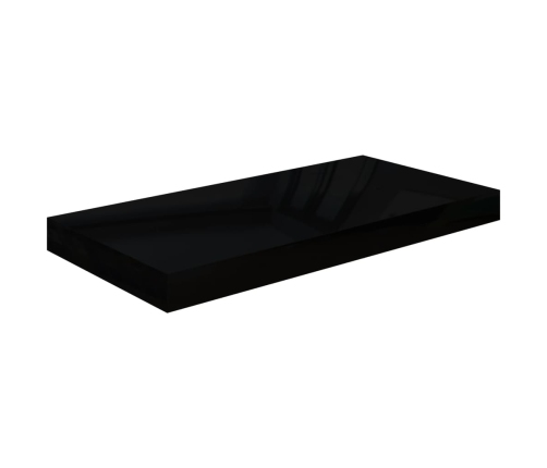 Estante flotante de pared negro brillante MDF 50x23x3,8 cm