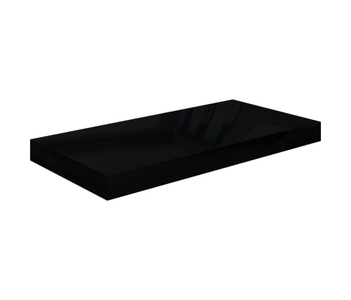 Estante flotante de pared 4 uds MDF negro brillo 50x23x3,8 cm