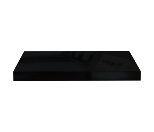 Estante flotante de pared 4 uds MDF negro brillo 50x23x3,8 cm