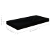 Estante flotante de pared 4 uds MDF negro brillo 50x23x3,8 cm