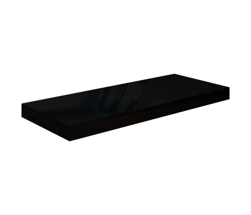 Estante flotante de pared MDF negro brillante 60x23,5x3,8 cm