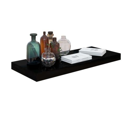 Estante flotante de pared MDF negro brillante 60x23,5x3,8 cm