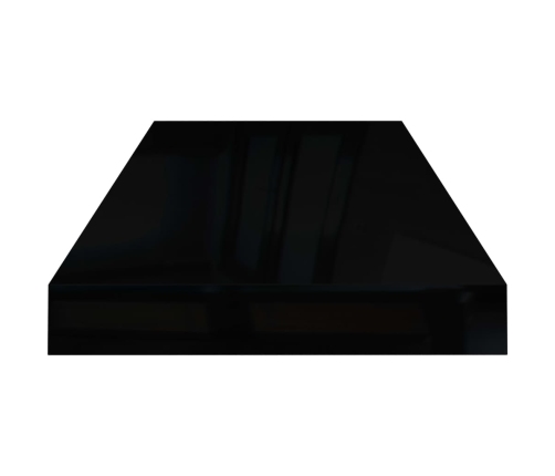 Estante flotante de pared MDF negro brillante 60x23,5x3,8 cm