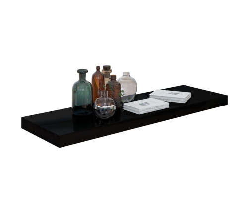 vidaXL Estante flotante de pared MDF negro brillante 80x23,5x3,8 cm