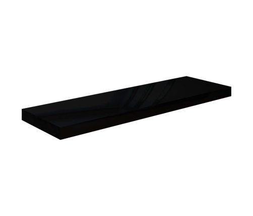 vidaXL Estante flotante de pared 2 uds MDF negro brillo 80x23,5x3,8 cm