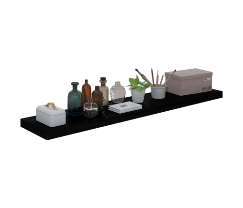 Estante flotante de pared MDF negro brillante 120x23,5x3,8 cm