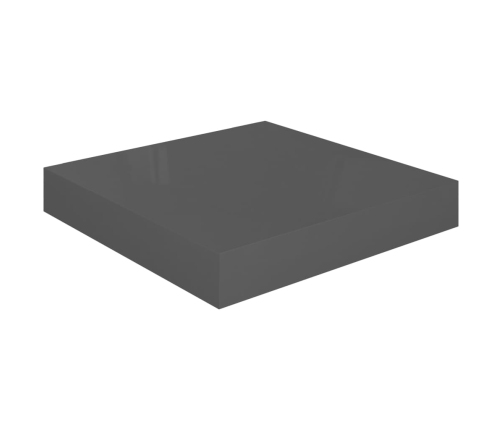 Estante flotante de pared MDF gris brillo 23x23,5x3,8 cm