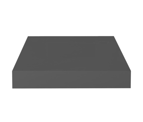 Estante flotante de pared MDF gris brillo 23x23,5x3,8 cm