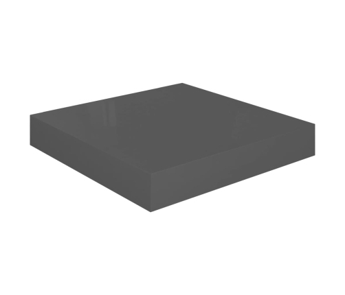 Estante flotante de pared 2 uds MDF gris brillo 23x23,5x3,8 cm