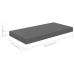 Estante flotante de pared MDF gris brillo 50x23x3,8 cm