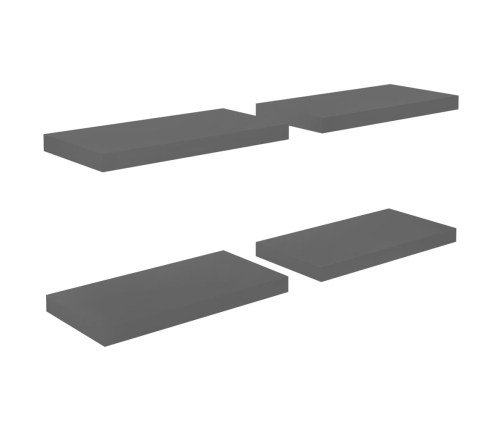 Estantes flotantes de pared 4 uds MDF negro brillo 50x23x3,8 cm