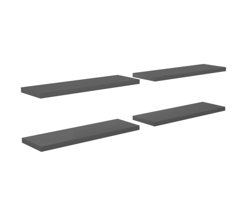 vidaXL Estante flotante de pared 4 uds MDF gris brillo 120x23,5x3,8 cm