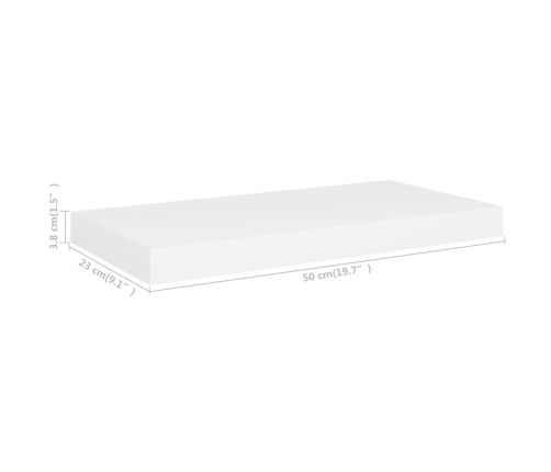 Estante flotante de pared MDF blanco 50x23x3,8 cm