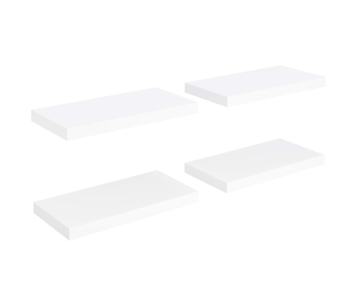 Estantes flotantes de pared 4 uds blanco MDF 50x23x3,8 cm