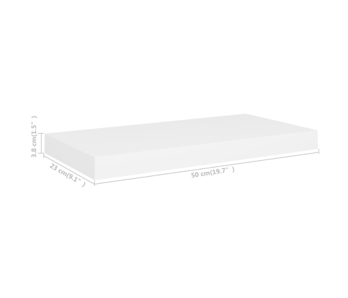 Estantes flotantes de pared 4 uds blanco MDF 50x23x3,8 cm