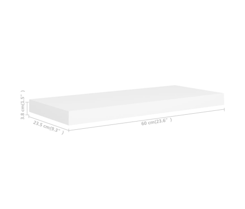 Estante flotante de pared MDF blanco 60x23,5x3,8 cm