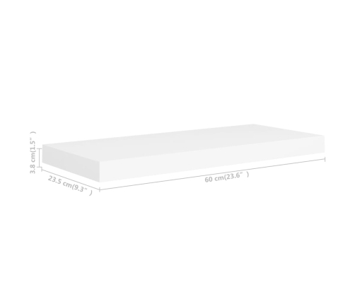 Estantes flotantes de pared 2 uds MDF blanco 60x23,5x3,8 cm