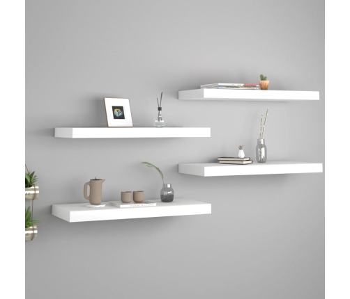 Estante flotante de pared 4 uds MDF blanco 60x23,5x3,8 cm