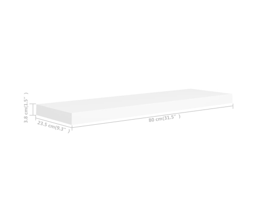 Estante flotante de pared MDF blanco 80x23,5x3,8 cm