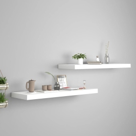 Estantes flotantes de pared 2 uds MDF blanco 80x23,5x3,8 cm