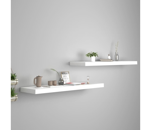 Estantes flotantes pared 2 uds MDF blanco 90x23,5x3,8 cm