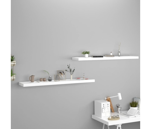 Estantes flotantes de pared 2 uds MDF blanco 120x23,5x3,8 cm