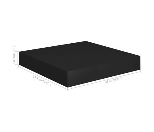 vidaXL Estante flotante de pared MDF negro 23x23,5x3,8 cm