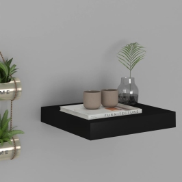 Estante flotante de pared MDF negro 23x23,5x3,8 cm