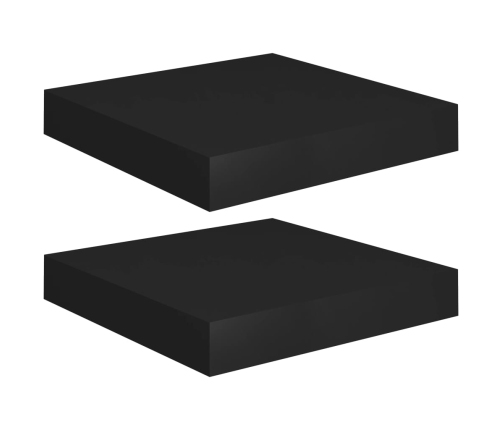 Estante flotante pared 2 uds MDF negro 23x23,5x3,8 cm