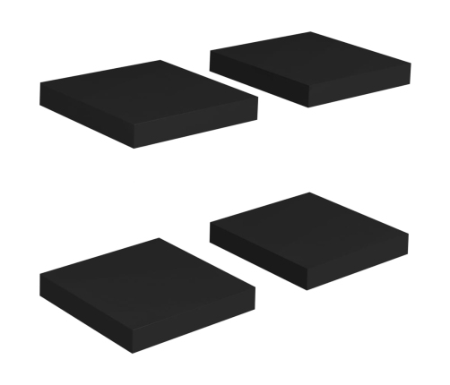 Estantes flotantes de pared 4 uds MDF negro 23x23,5x3,8 cm