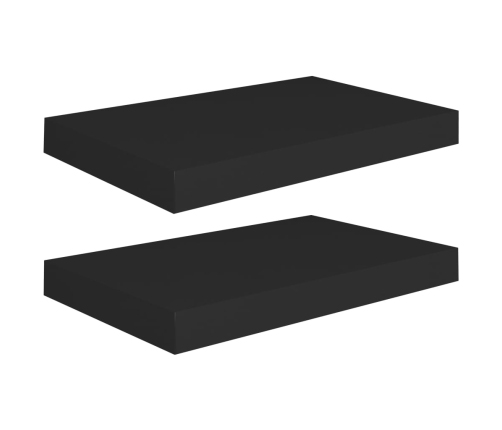 Estantes flotantes de pared 2 uds MDF negro 40x23x3,8 cm