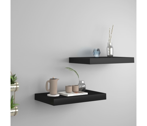 Estantes flotantes de pared 2 uds MDF negro 40x23x3,8 cm