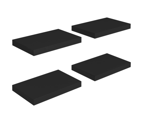 Estantes flotantes de pared 4 uds MDF negro 40x23x3,8 cm