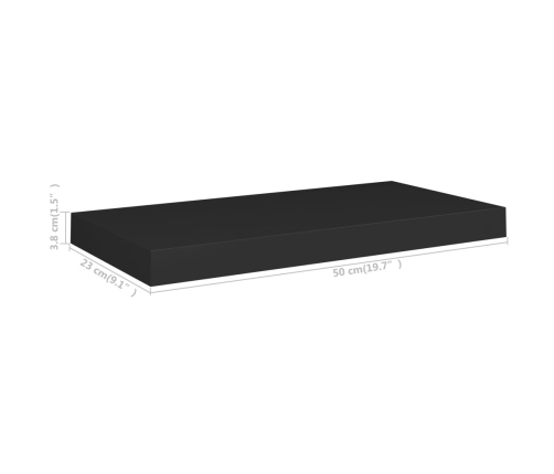 vidaXL Estante flotante de pared MDF negro 50x23x3,8 cm