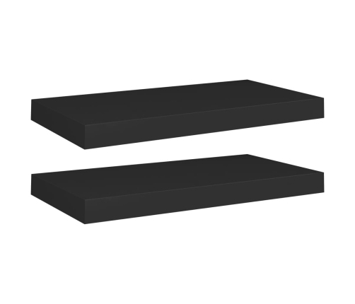 Estantes flotantes de pared 2 uds MDF negro 50x23x3,8 cm