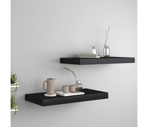 Estantes flotantes de pared 2 uds MDF negro 50x23x3,8 cm