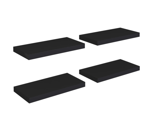 Estantes flotantes de pared 4 uds negro MDF 50x23x3,8 cm