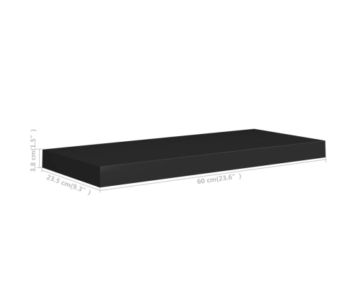 Estante flotante de pared negro MDF 60x23,5x3,8 cm