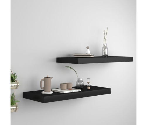 Estantes flotantes de pared 2 uds MDF negro 60x23,5x3,8 cm