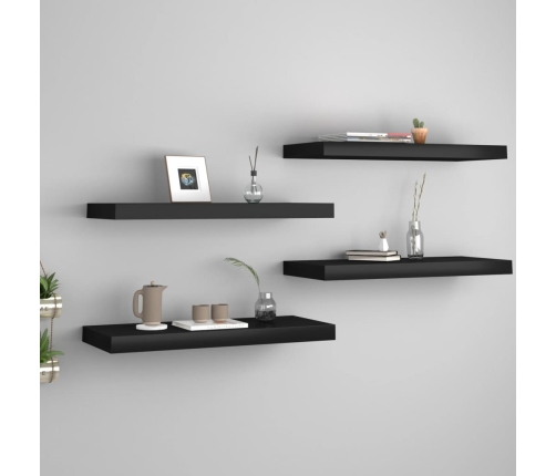 vidaXL Estante flotante de pared 4 uds MDF negro 60x23,5x3,8 cm