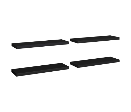 vidaXL Estantes flotantes de pared 4 uds MDF negro 80x23,5x3,8 cm