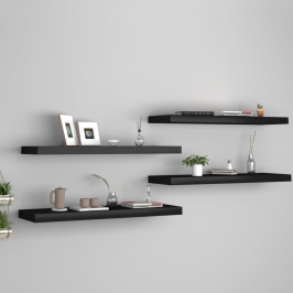 Estantes flotantes de pared 4 uds MDF negro 80x23,5x3,8 cm